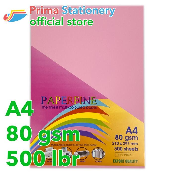 

MURAH Paperfine Kertas HVS Warna A4 IT 170 Pink Rim isi 500 lbr [TC]