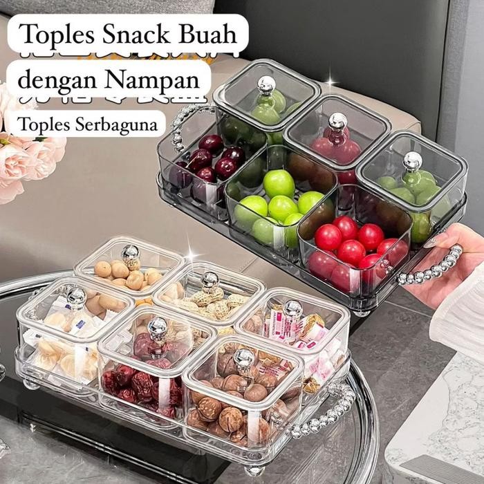 Toples kue permen makanan ringan dengan nampan / Toples cemilan estetik
