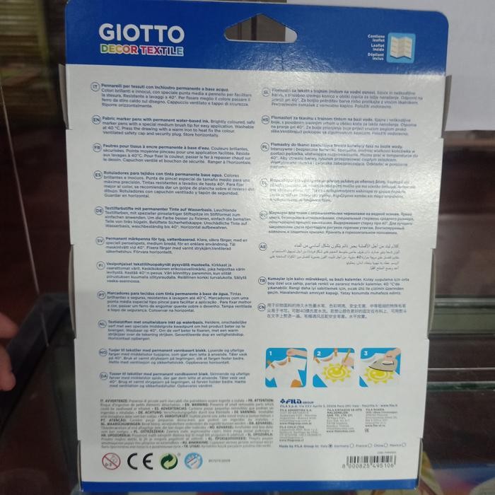

Giotto Dekor Textile 12 Warna /Spidol Permanet Khusus Kain Giotto