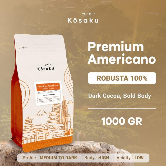 

Biji Kopi Bubuk Premium Americano House Blend Robusta Coffee Beans 1 kg Kosaku Roaster