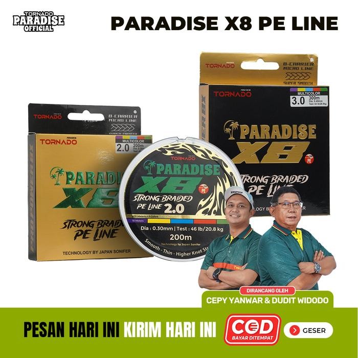 Senar Pe Paradise X8 100% Super Braid With Teflon Smooth Monofilament