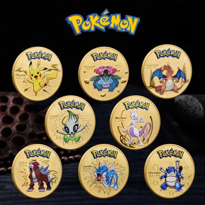 Pokemon Coin Gold Metal - Koin Pokemon Emas Logam - Pokemon Gold Coin