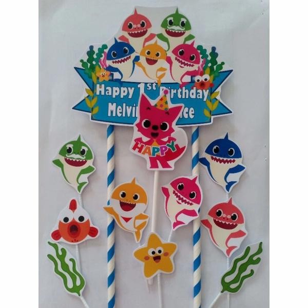 Topper Cake Gambar Baby Shark Bisa Request Nama
