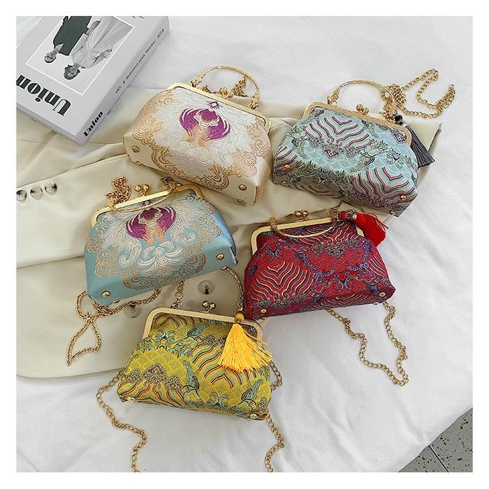Tas Kecil Bordir China Cheongsam Wanita Tas Retro Elegan Hanfu Cina