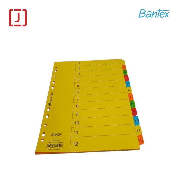 

ID BANTEX PEMBATAS BINDER BANTEX CARDBOARD DIVIDER A4 12 PAGES 1-12 6051 BAHAN KARTON