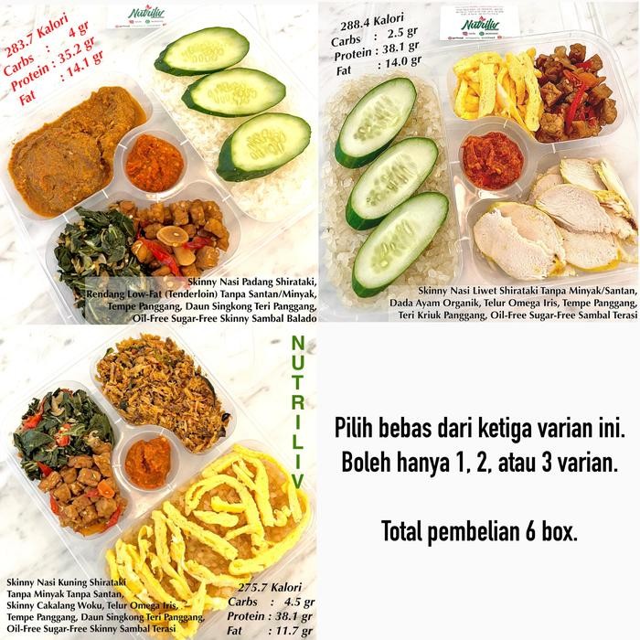 

paket 6 box nutriliv skinny meals makanan diet sehat siap saji stok terbatas
