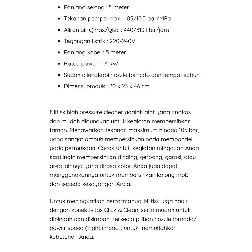 Jet Cleaner High Pressure Washer Nilfisk C105.7-6 Alat Cuci Mobil