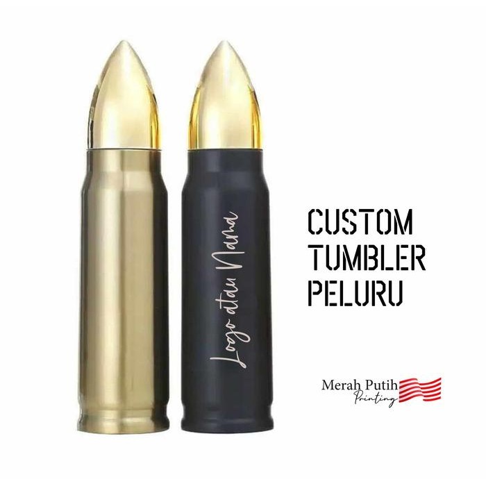 Terbaru Tumbler Peluru Custom Cetak Grafir Nama Logo Stainless Souvenir