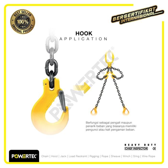 TERBARU SWIVEL HOOK WITH LATCH 2 TON POWERTEC TERMURAH