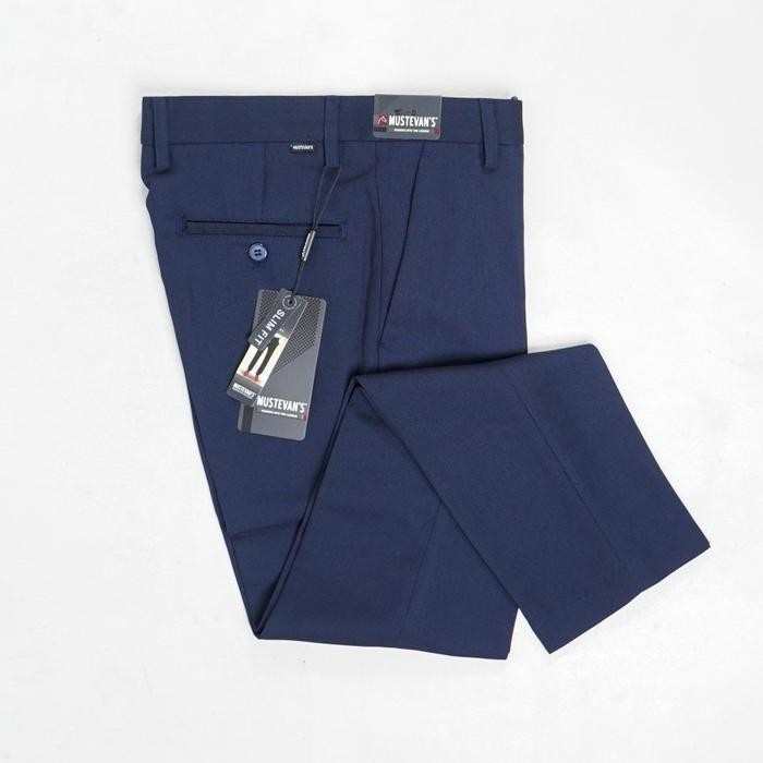 ORIGINAL MUSTEVANS CELANA PANJANG FORMAL KERJA KANTOR SLIMFIT NAVY PRIA - 307 READY STOCK