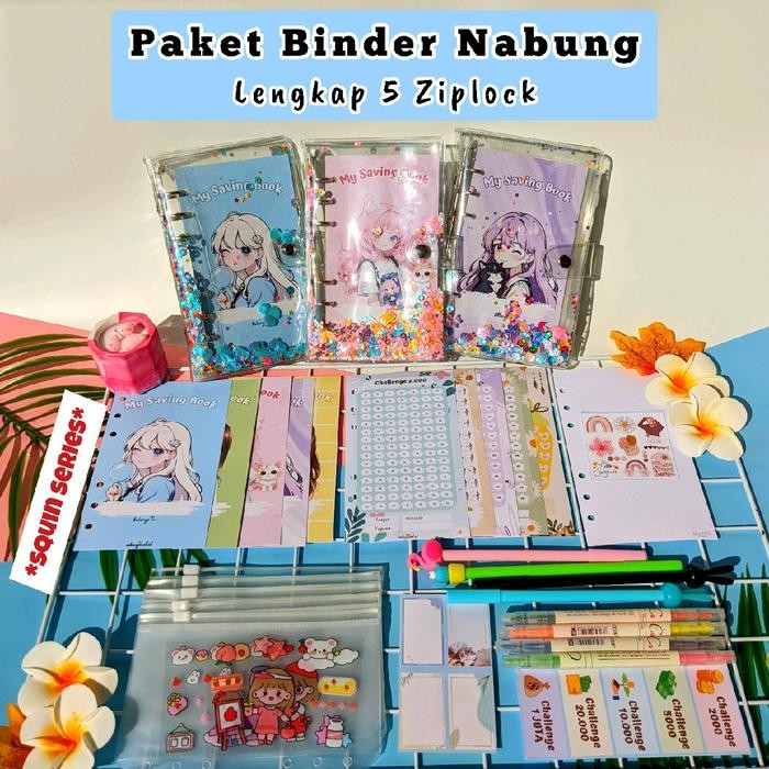 

New A6 Paket binder menabung/financial planning motif sequin