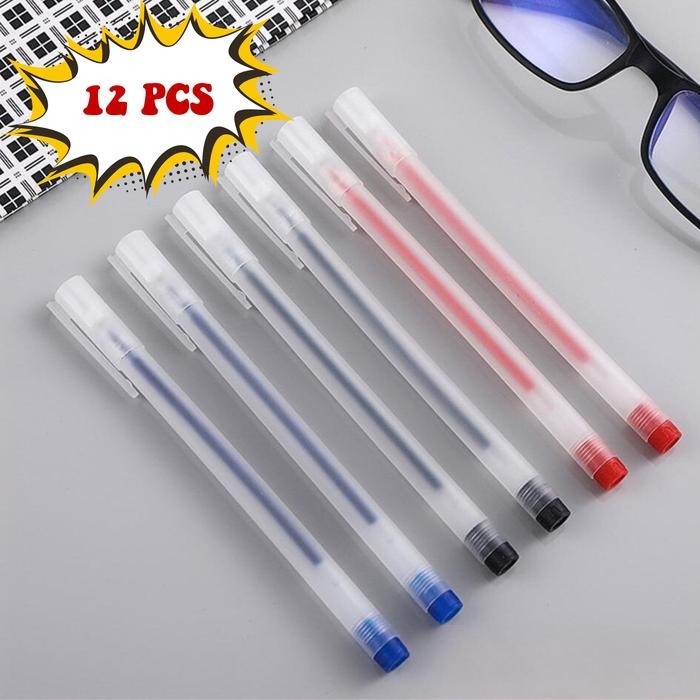 

New MMM Pulpen Gel 0.5mm Transparant Isi SELUSIN / 1 LUSIN 12PCS Bolpoin Pena Pulpen Tinta Gel Cair