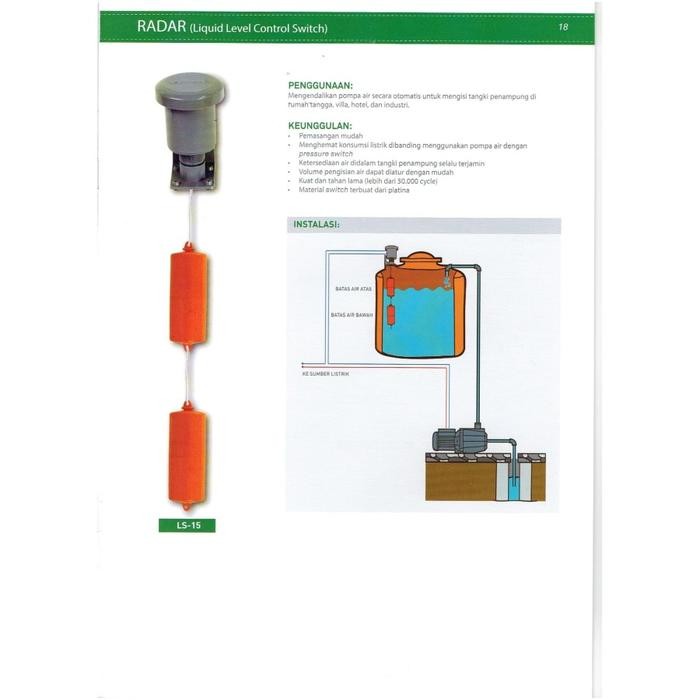 RADAR WASSER LS 15 Pelampung Air / Tandon Otomatis
