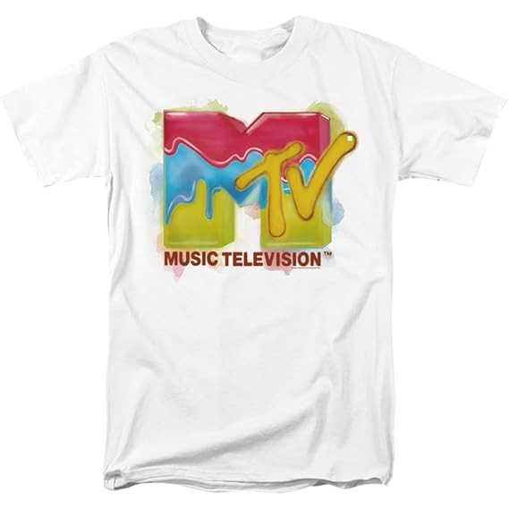 Kaos Logo MTV Paint Katun CrewNeck Unisex Pria Wanita