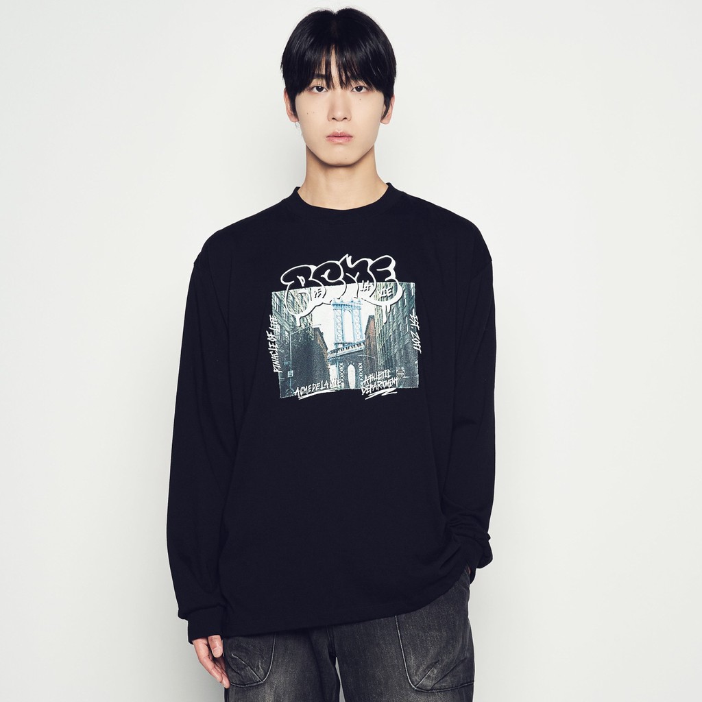 ADLV Brooklyn Bridge Long Sleeve Black - Oversized Fit Unisex Acme De La Vie