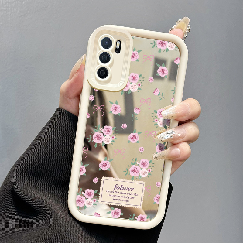 Casing Hp OPPO A16 OPPO A16s OPPO A54s Case Casing Tulip ungu pola Kesing HP Cesing cermin Kasing Si