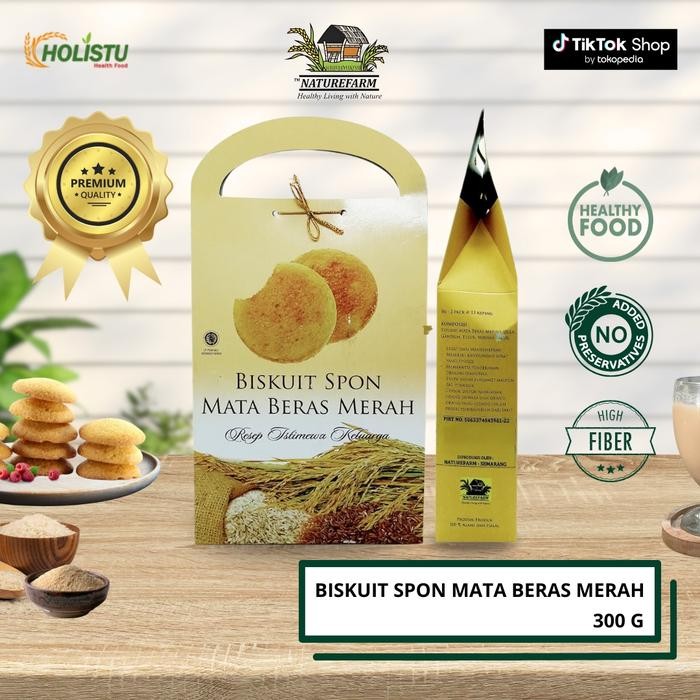 

LEZAT- Biskuit Cemilan Cookies Sehat Spon Mata Beras Merah 300G Naturefarm