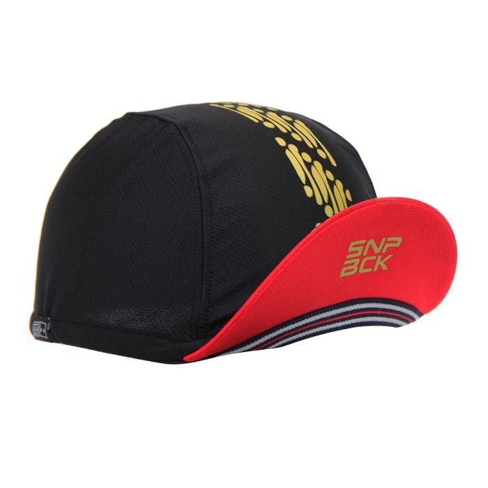 SIAPKIRIM Topi Sepeda Dewasa Snapback Black Red Strip Batik Gold Premium READY STOCK