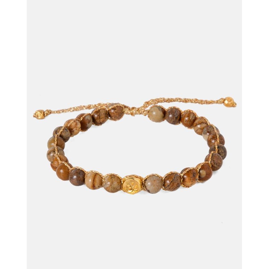 

Brown Jasper 6mm Tali Warna Gold Gemstones Bracelet for Women Aesthetic Samapura