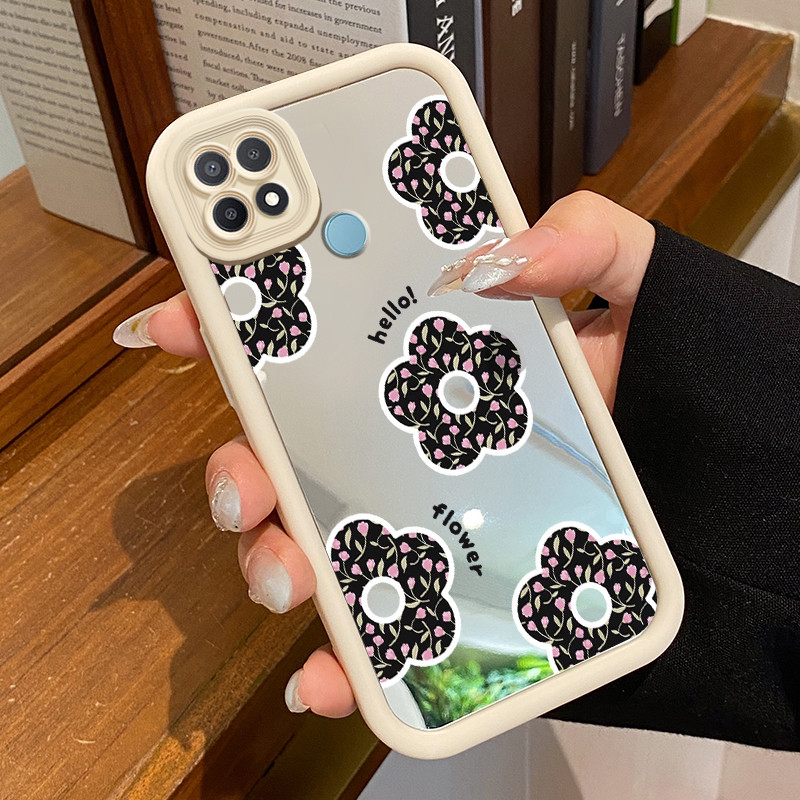 Casing Hp OPPO A15 A15s A35 Case Casing pola bunga Kasing HP Cesing Silikon Softcase cermin Kesing