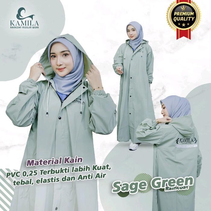 New Collection Jas Hujan Gamis Kamila Bahan Pvc Tebal 0.25 Wanita Syari Dewasa