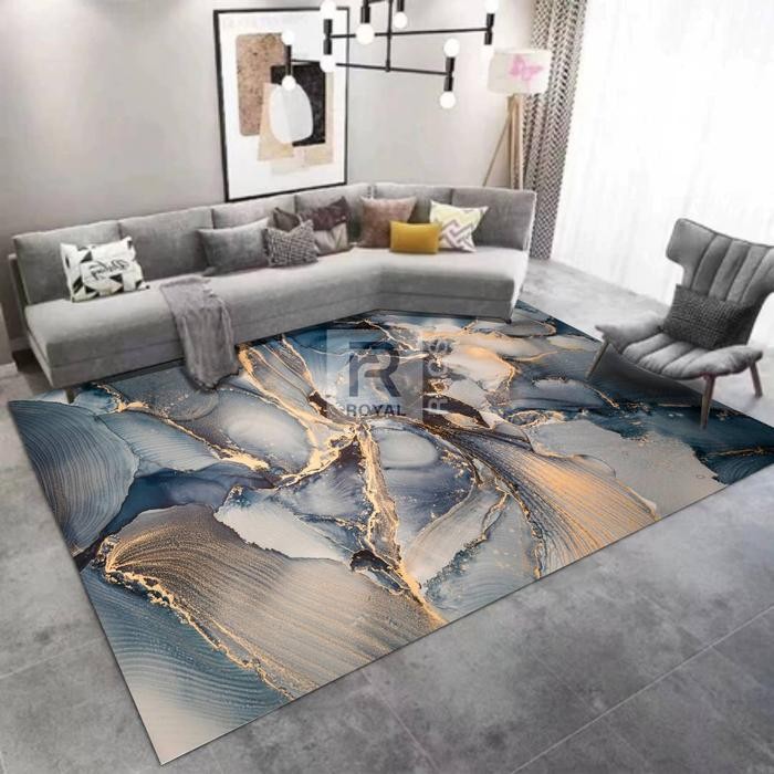 Karpet Lantai Ruang Tamu Premium 150X200 cm Marmer STONE Carpet Benang Aesthetic Ambal Lantai Karet