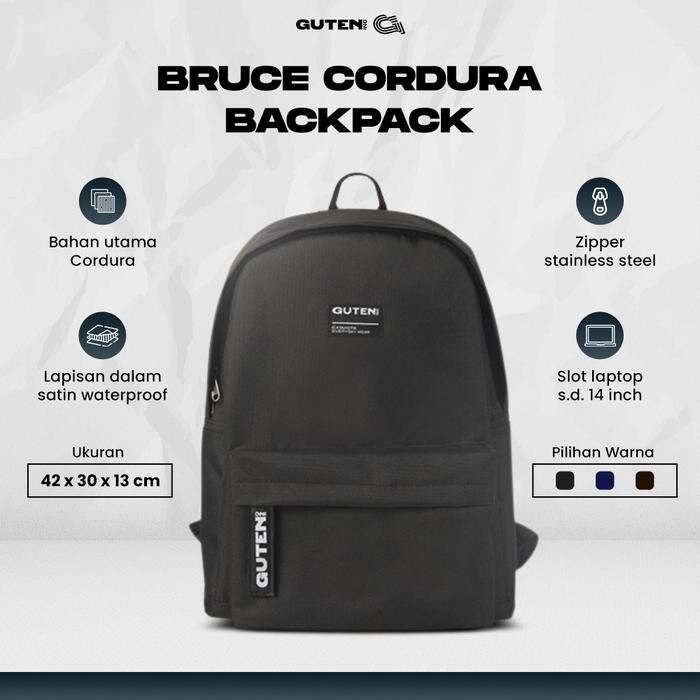 Bruce Cordura backpack black - Tas Ransel Cordura