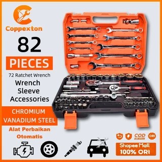 Coppexton 82pcs Tool Kit Kunci Shock Set Tool set Hand socket set Tool set kunci pas Kunci Shock sok