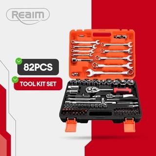 Reaim 82pcs Tool Kit Kunci Shock Set  Tool set Hand socket set Tool set kunci pas Kunci Shock sok se