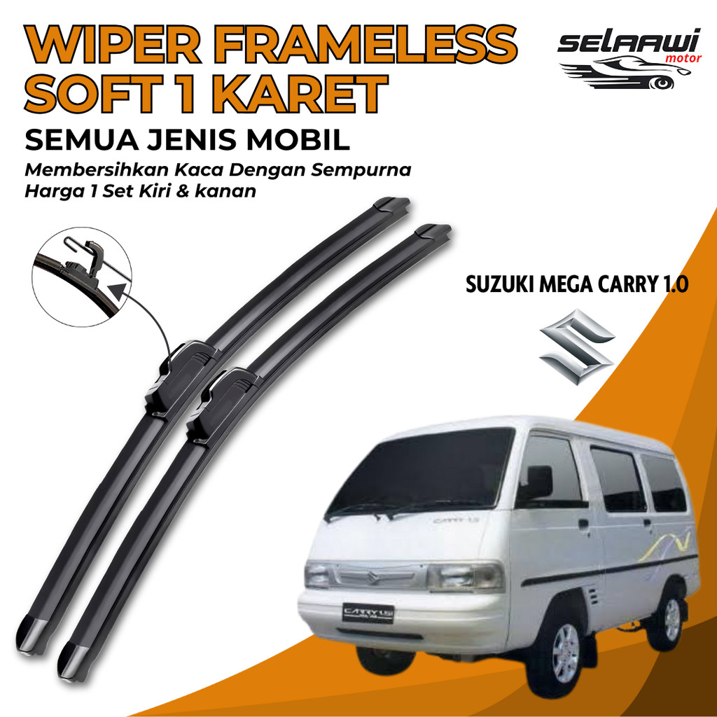 Wiper Mobil Suzuki Carry 1.0 Frameless Pembersih Kaca Depan Mobil 1 Set Kiri dan Kanan