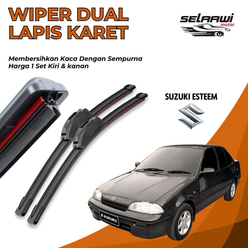 Wiper Mobil Suzuki Esteem Double Karet Pembersih Kaca Depan Mobil 1 Set Kiri dan Kanan