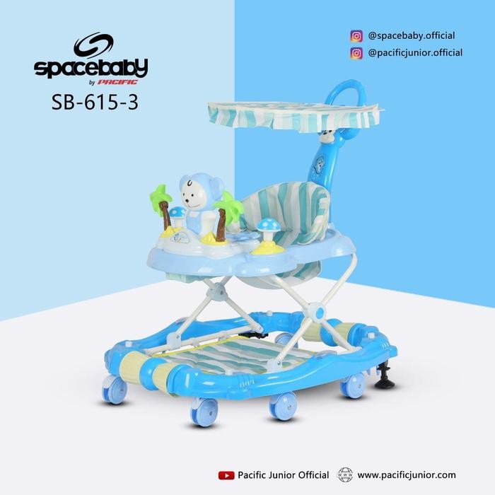 Tersedia Baby Walker SPACEBABY SB 615-3 - Dorongan Musik & Terpal Bayi