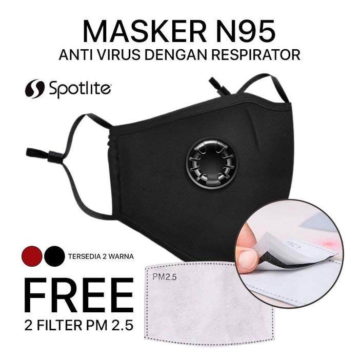 TERBARU MASKER RESPIRATOR N95 PROTECTIVE GRATIS 2 FILTER BISA DICUCI SIAP KIRIM PACKING AMAN