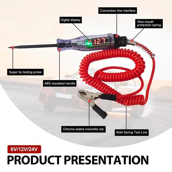 OBENG TES PEN DC DISPLAY DIGITAL TESPEN UNTUK MOBIL MOTOR ACCU BATERAI SIAP KIRIM PACKING AMAN