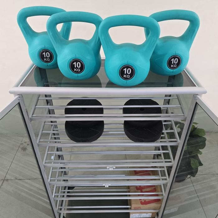 Tc Aluminium Ls 9 80X38X128 S Lemari Rak Sepatu 7 Susun Aluminum Silver Hollow 20U Kaca 3 Mm Riben