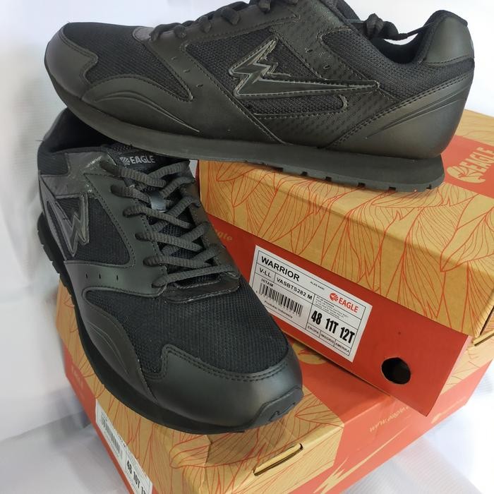 GENT.RIX- Sepatu Sneakers Pria Big Size 45-48 Eagle Warrior Full Black Original