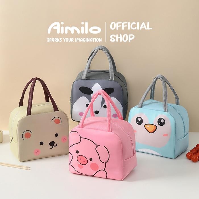 Ecentio - Aimilo Tas Bekal Makanan Karakter Tas Tempat Makan Pendingin Portabel Bag Tas Bontot Anak