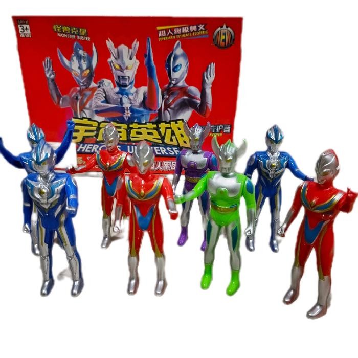 Terbaru Mainan Robot Ultraman Set 8pcs Ultraman Orb Geed Ginga Dummy Figure Koleksi