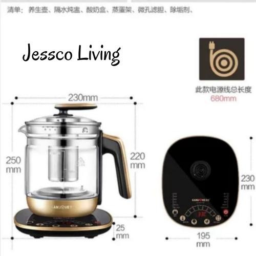 Teko listrik pemanas air kettle kaca electric kamjove HT-590 teh kopi