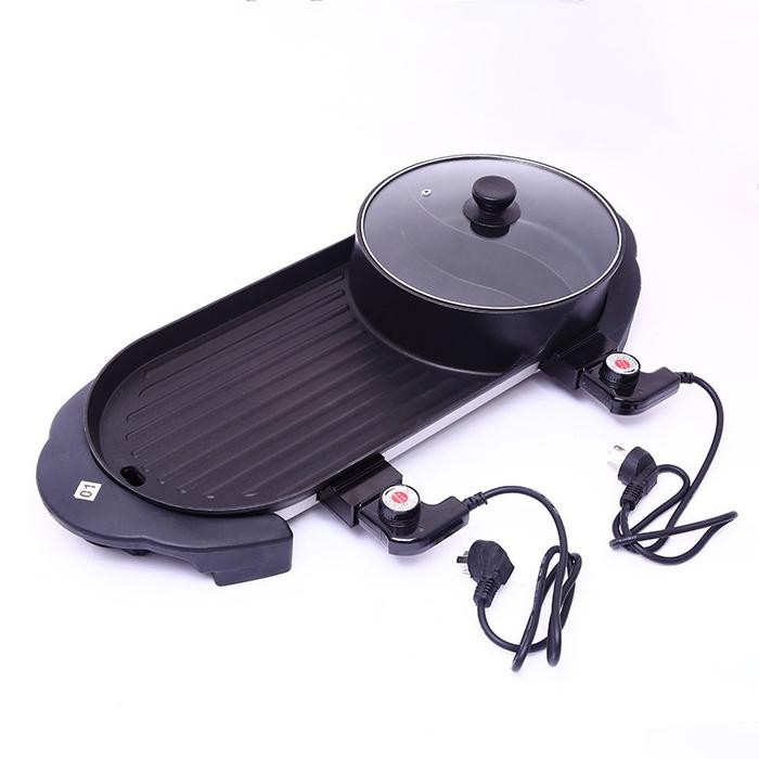 SKHOMEDECOR Korean Grill Pan BBQ Large Electric Multifungsi 2in1 Hotpot BBQ hotpot Shabu shabu