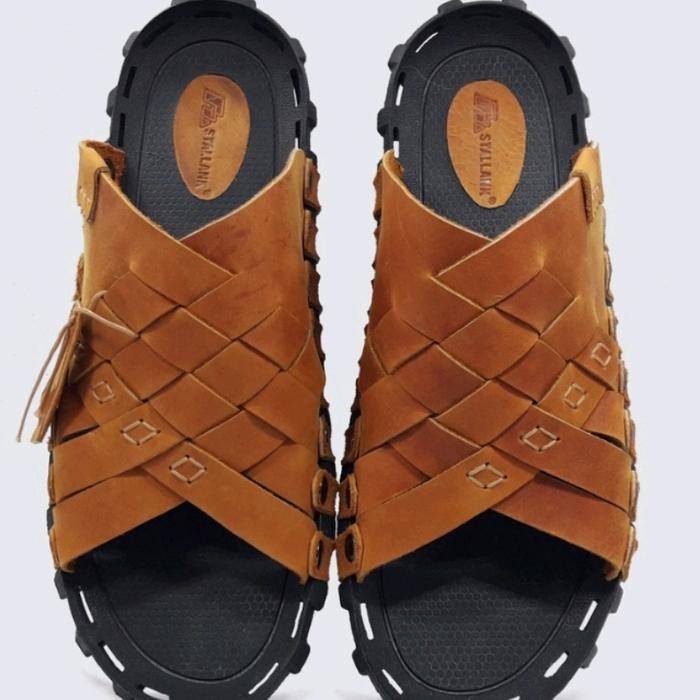Sandal pria kulit model masa kini bahan kulit asli