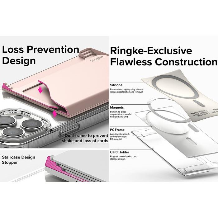 

Ready Ringke Magnetic Card Holder Side Slot Tempat 3 Kartu Anti Crack