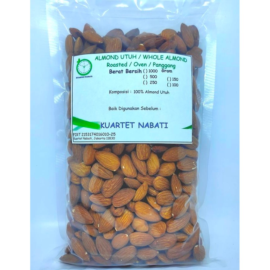 

1000gr Roasted Almond Premium - Kacang Almond Panggang Kupas - Oven - Matang - Size Besar 27-30 Rasa