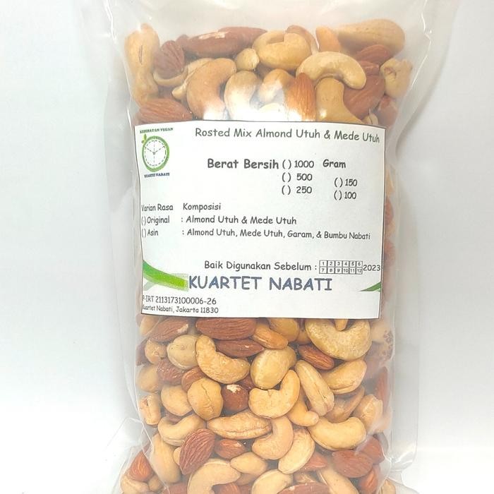 

1000gr Mix Roasted Almond Utuh dan Mede / Cashew Utuh Varian Rasa Original/ Asin