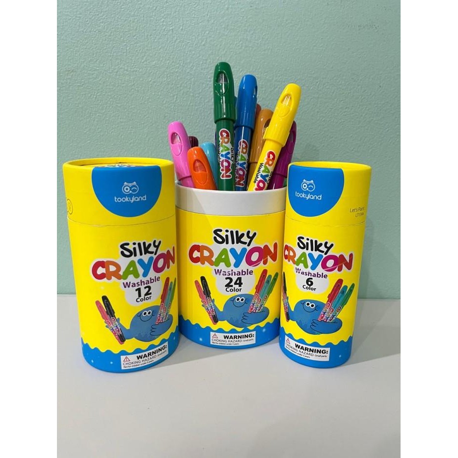 

Bisa Grab! Tookyland Silky Washable Crayon 24 Colors (Tube) New Design With Tube