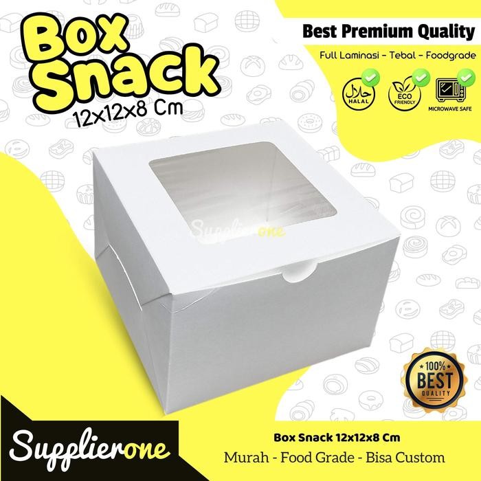 Box 12x12x8 Ivory 25 Pcs / Box Snack / Dus Mini Cake / Dus Korean Cake / Dus Chiffon / Box Pancake