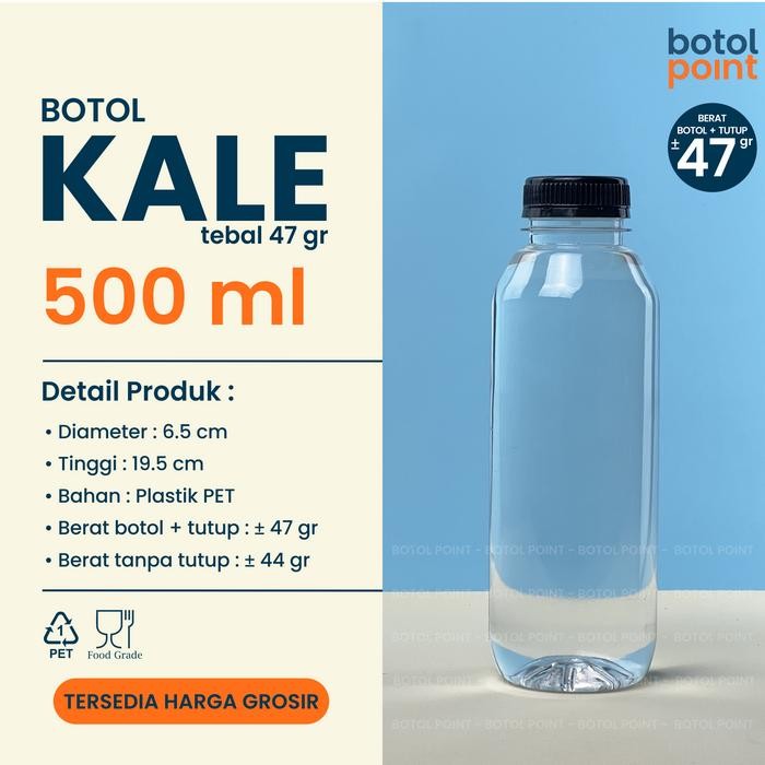 Botol Kale 500ml TEBAL - Botol Plastik 500 ml GROSIR - Botol Kemasan Minuman Kopi, Susu, Madu