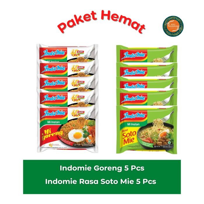 

Pilihan- Paket Hemat Mie Indomie Goreng 5 Pcs + Indomie Rasa Soto Mie 5 Pcs