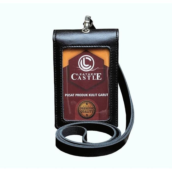 

jjm - Id Card Holder Double Flip Magnet Tali Kulit Hitam