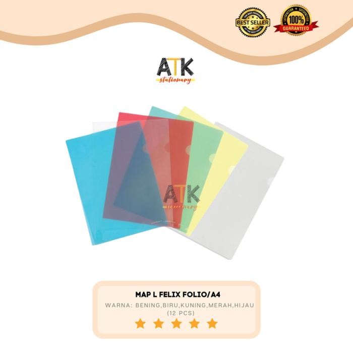 

jjm - Map L ( clear sleeve) Felix Ukuran Folio/ A4 1 Lusin ( 12 Pcs) atk